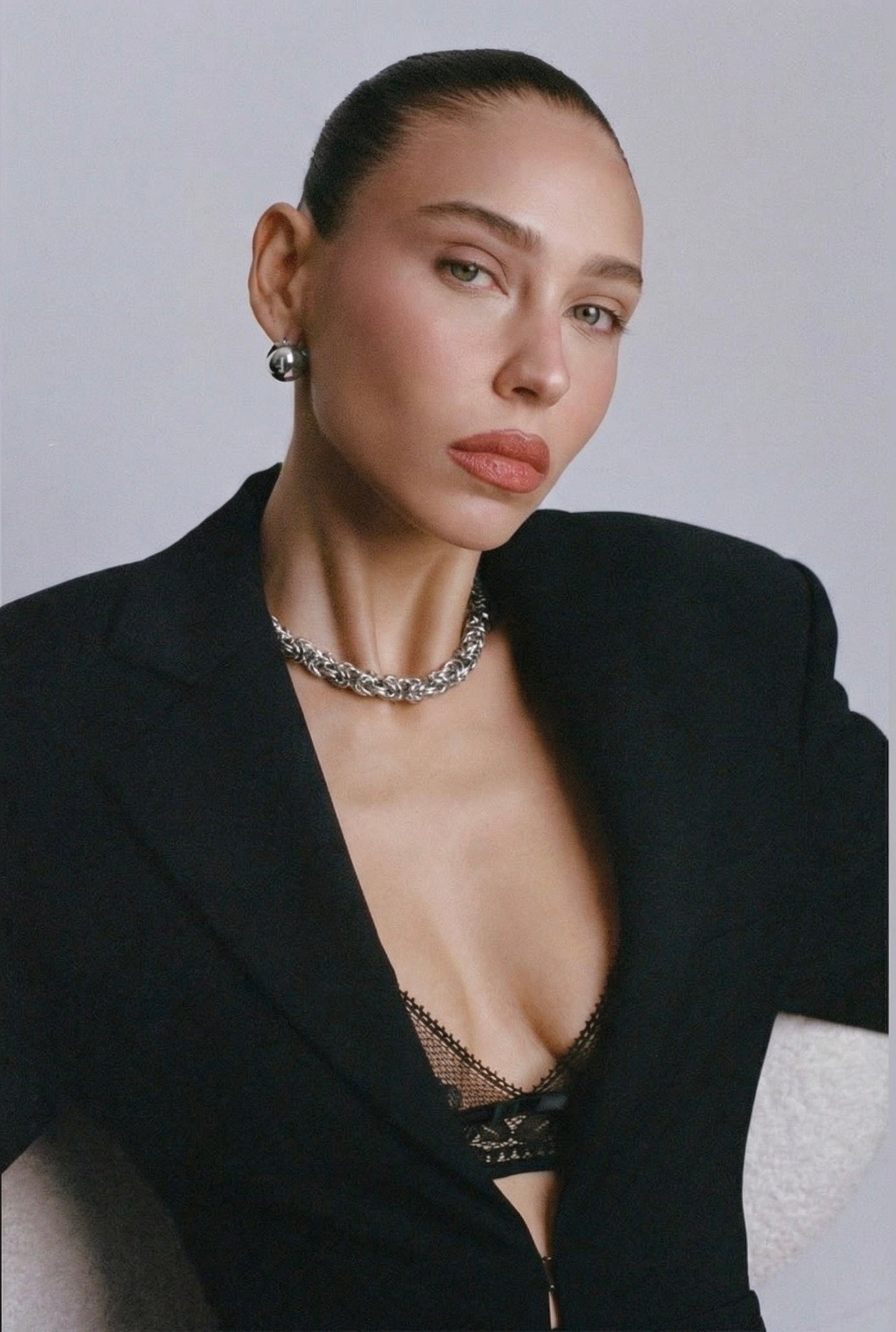 Silver Anthurium necklace