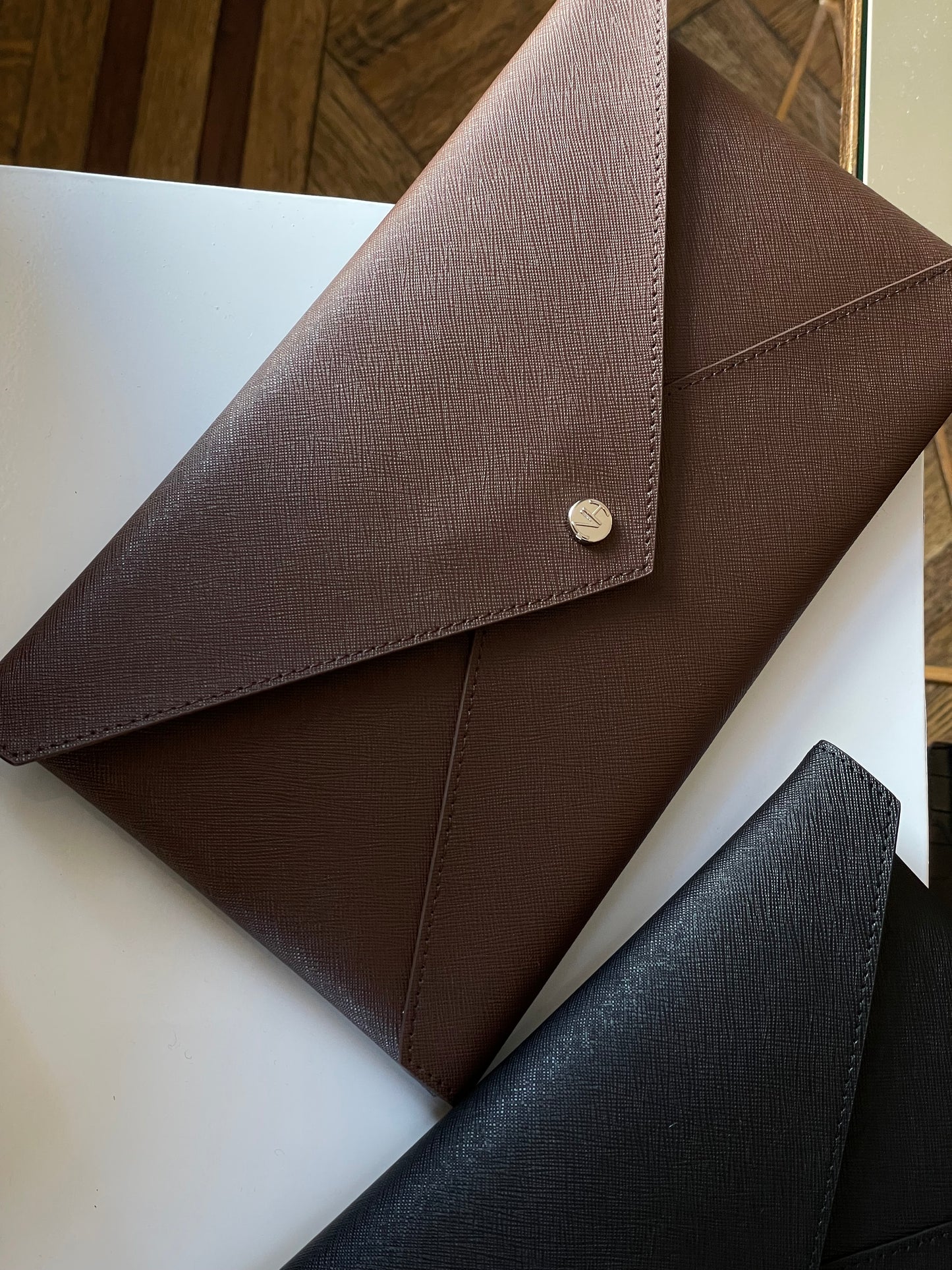 Brown Caroline leather wallet 3-in-1 set