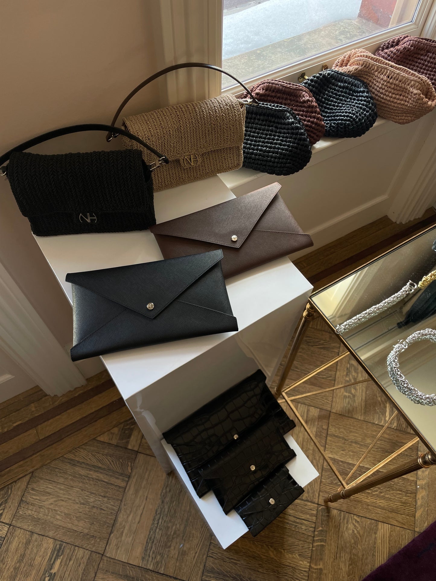 Black Caroline leather wallet 3-in-1 set