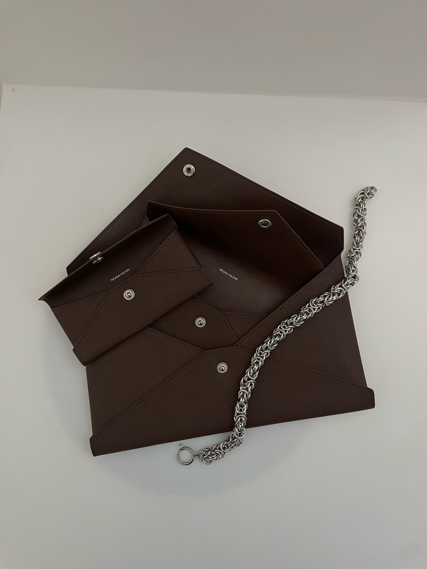 Brown Caroline leather wallet 3-in-1 set