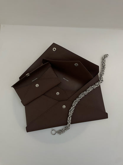 Brown Caroline leather wallet 3-in-1 set