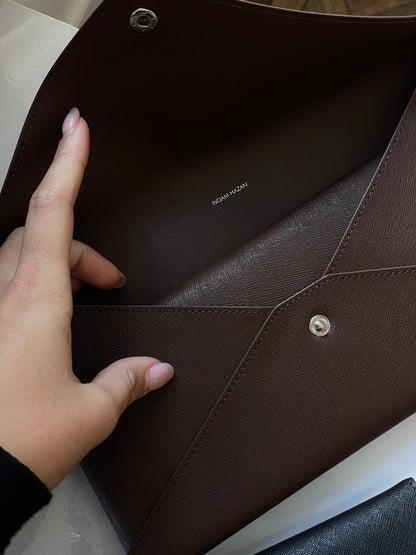 Brown Caroline leather wallet 3-in-1 set
