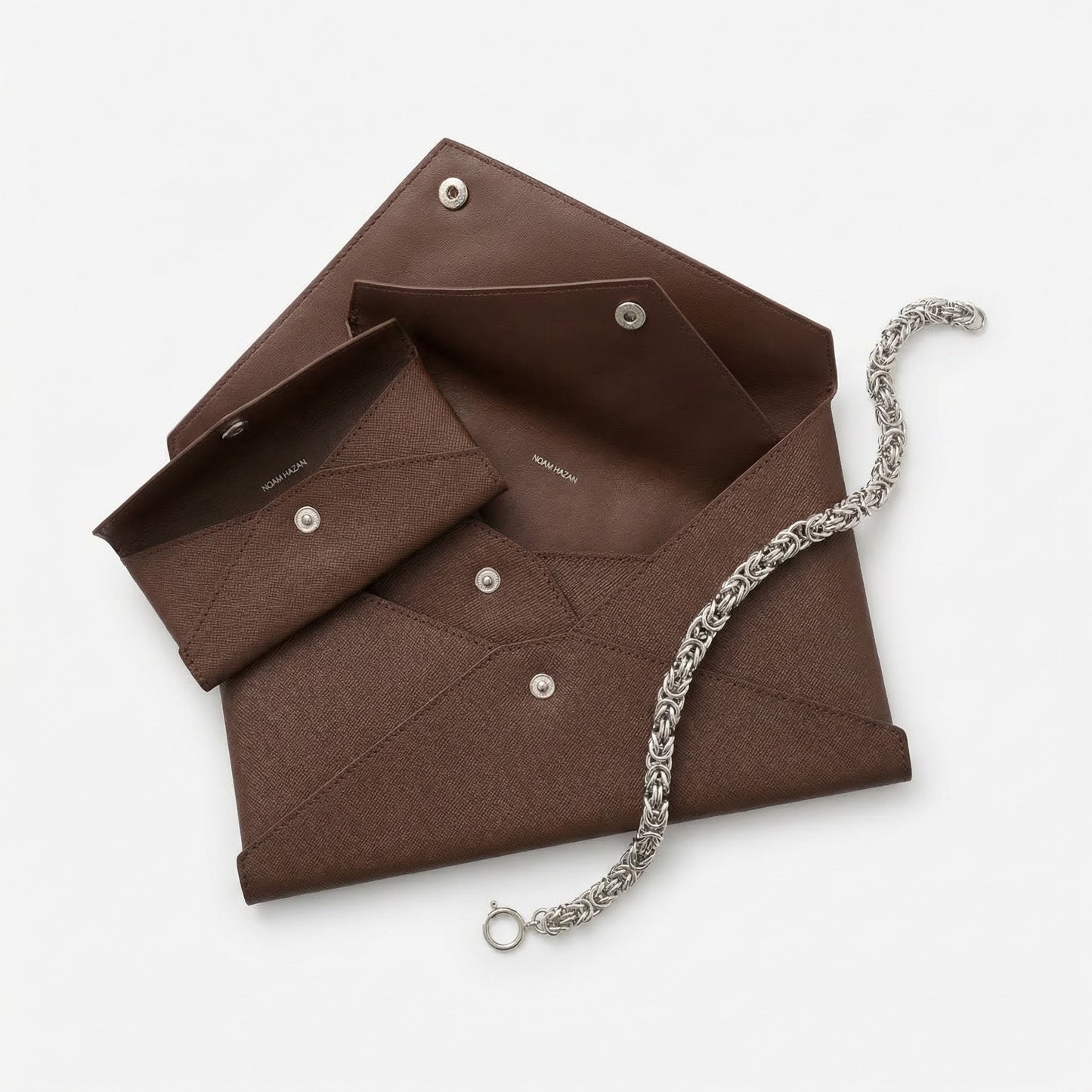 Brown Caroline leather wallet 3-in-1 set