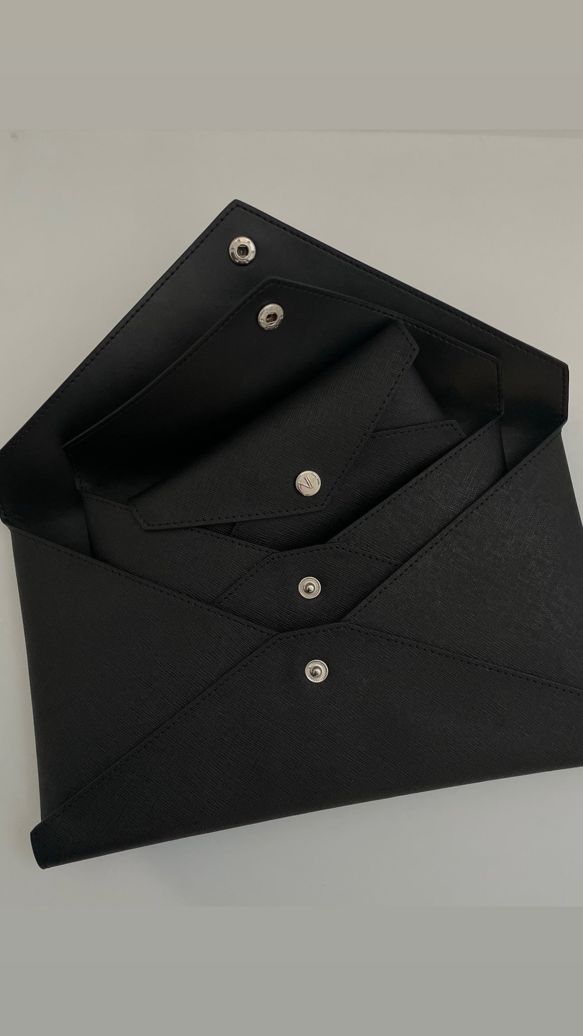 Black Caroline leather wallet 3-in-1 set