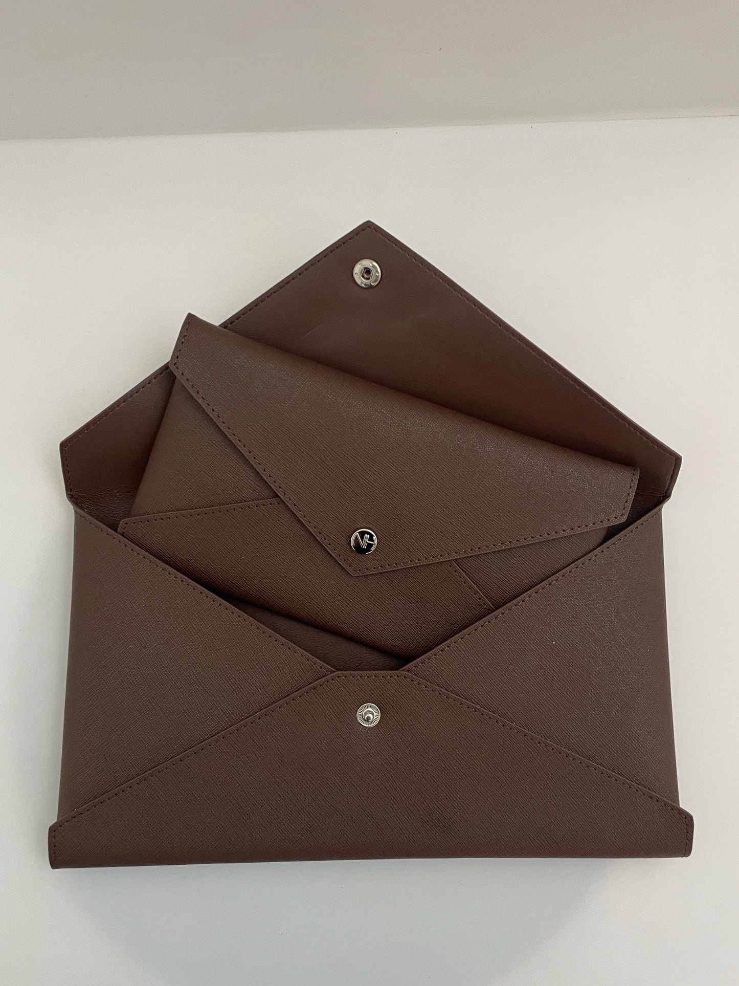 Brown Caroline leather wallet 3-in-1 set