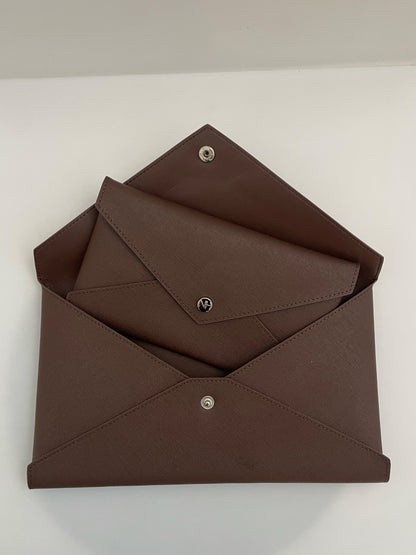 Brown Caroline leather wallet 3-in-1 set