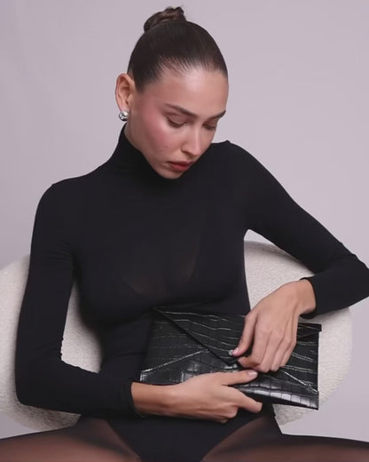 Black Caroline leather wallet 3-in-1 set